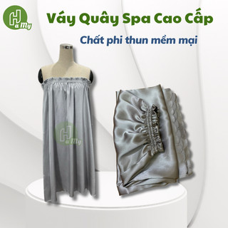 Váy quây spa chất liệu lụa phi thun cao cấp màu ghi xám