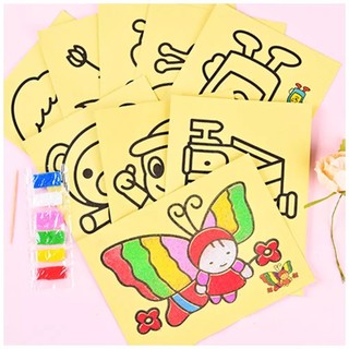 Tranh cát vẽ màu nhiều chủ đề cho bé có sẵn cát / tranh cát vẽ cho bé tập tô nhiều hình đáng yêu 89043 maison toy store