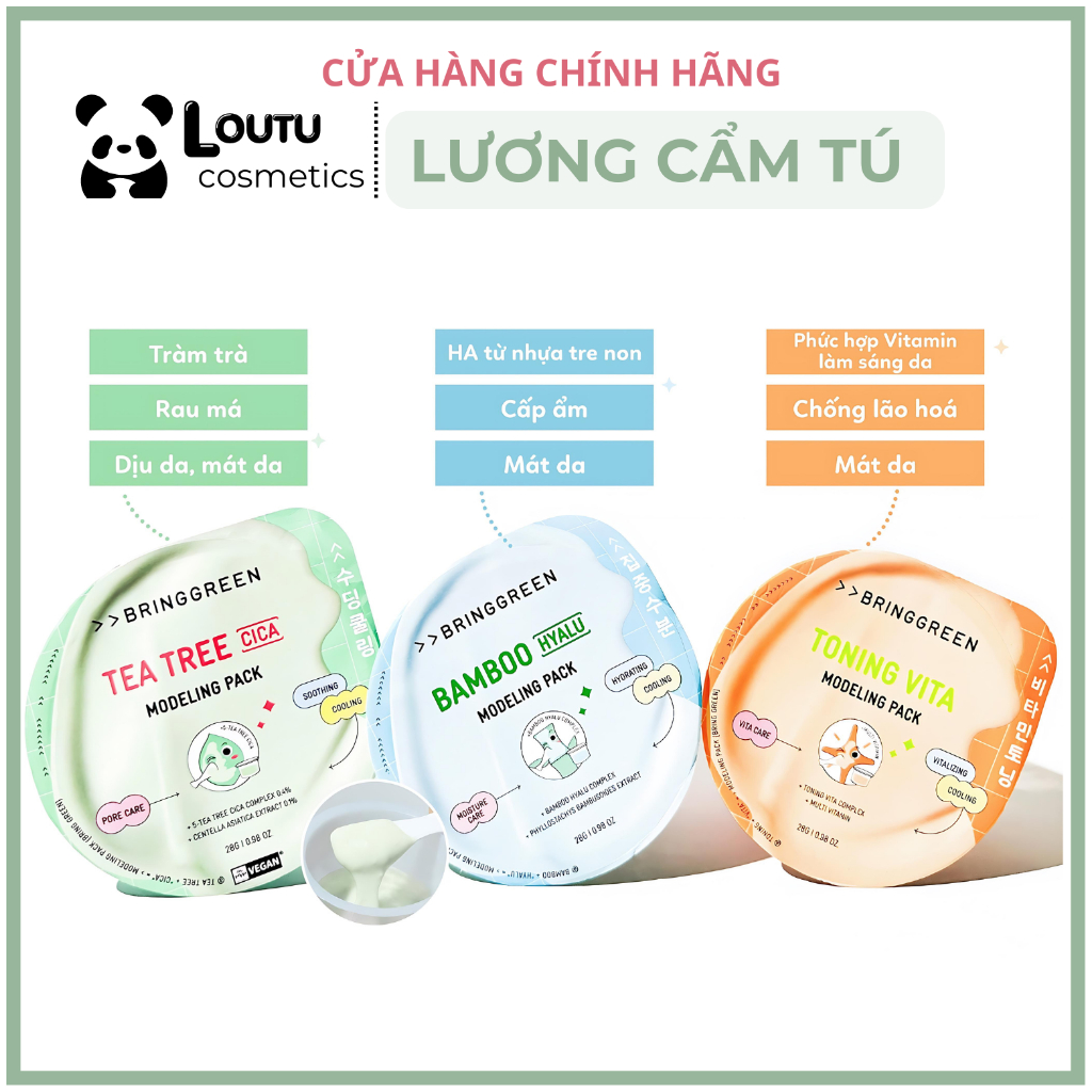 [𝐀𝐔𝐓𝐇𝐄𝐍𝐓𝐈𝐂-Loutu] Mặt Nạ Dẻo Spa Bring Green Modeling Pack 28g