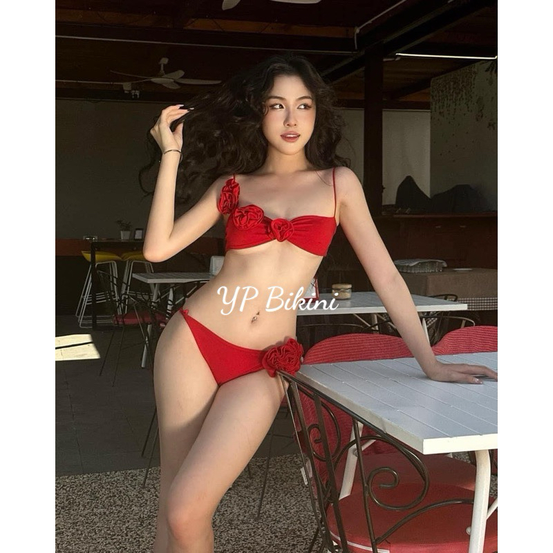 (Sẵn hàng) Bikini 2 mảnh hoa Hồng đỏ thiết kế (HÌNH TỰ CHỤP) | BigBuy360 - bigbuy360.vn