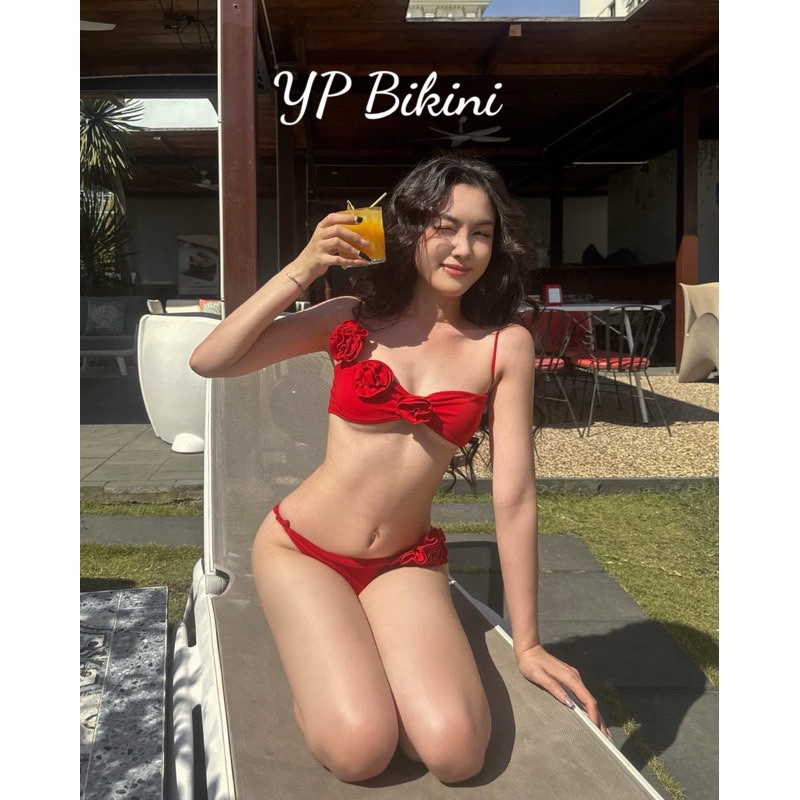 (Sẵn hàng) Bikini 2 mảnh hoa Hồng đỏ thiết kế (HÌNH TỰ CHỤP) | BigBuy360 - bigbuy360.vn