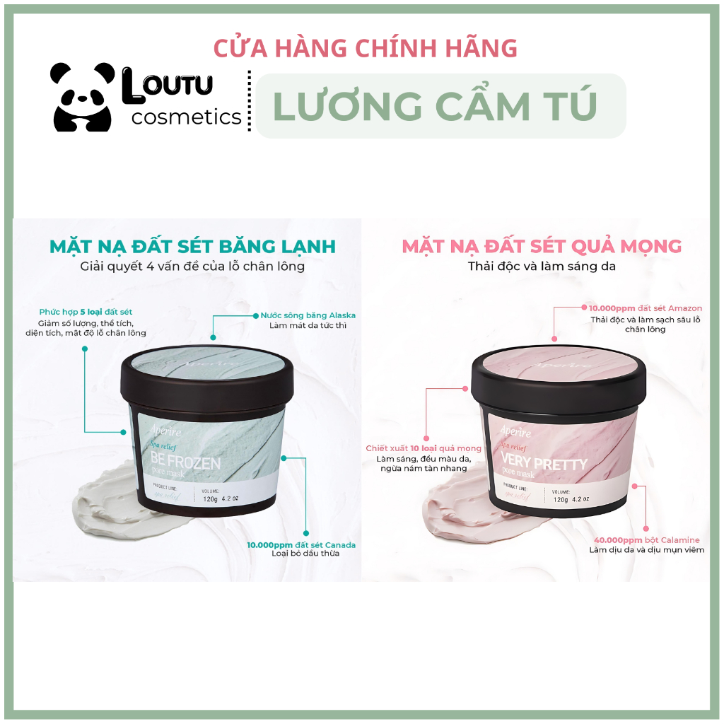 [𝐀𝐔𝐓𝐇𝐄𝐍𝐓𝐈𝐂-Loutu] Mặt Nạ Đất Sét Aperire Spa Relief Pore Mask, Mặt Nạ Đất Sét Làm Sạch Sâu Dầu Nhờn