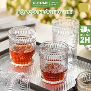 Bộ cốc thủy tinh Ghome Set 6 cốc uống nước cao cấp Bộ 6 ly thủy tinh hiện đại TI24M53