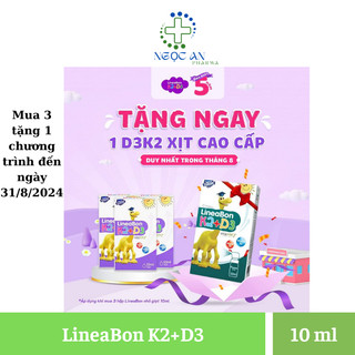 LineaBon vitamin D3 K2 10ml - Hỗ trợ hấp thu Canxi, Tăng chiều cao cho trẻ, lọ 10ml