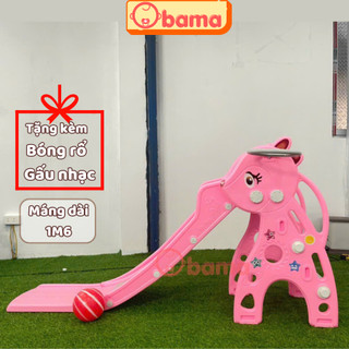 Cầu trượt cho bé 1m6 mẫu khủng long, mẫu nai, tặng kèm bóng rổ và gấu nhạc