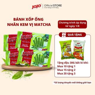 Combo 10 Gói Bánh Xốp Ống JOJO Nhân Kem Vị Matcha 115G (Tặng Đậu 30g)