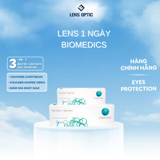 Kính áp tròng trong suốt Biomedics 1day Extra, lens không màu có độ -0.50>-10.00-Lens Optic