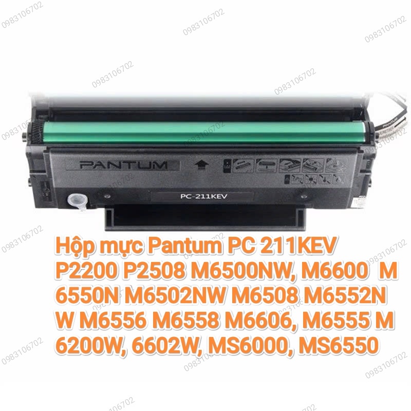Cartridge Hộp mực Pantum PC 211KEV P2200 P2228 P2500 P2516 P2505 P2508 M6500 M6600 M6550 M6606