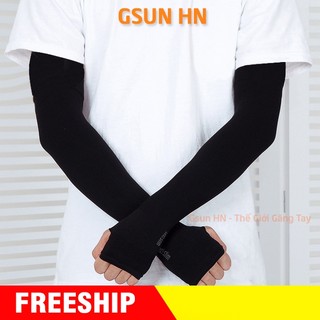GĂNG TAY CHỐNG NẮNG XỎ NGÓN NAM NỮ LET'S SLIM ĐEN | CHỐNG TIA UV 95%, HÀNG LOẠI ĐẸP, VẢI DÀY DẶN, CO DÃN THOÁNG MÁT