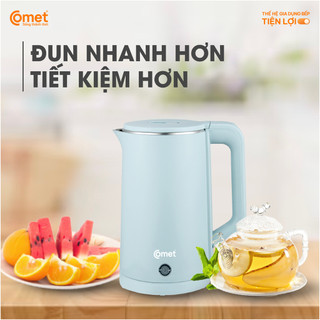 [Có hỏa tốc TPHCM ]  Bình đun siêu tốc 2 lớp 1.8L COMET - CM8226