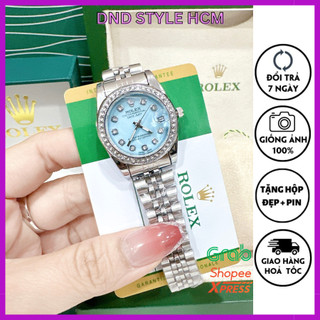 Đồng hồ nữ Rolex dây kim loại, đồng hồ rolex nữ mặt xanh nhẹ nhàng nữ tính cực xinh - DndStyle