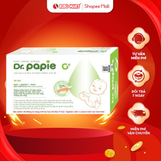  Gạc Rơ Lưỡi Dr.Papie Gạc Vệ Sinh Răng Lưỡi Nướu và Khoang Miệng Sâu Răng Cho Bé 30 Miếng Hộp - Bibomart 