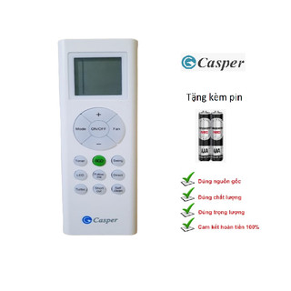 Điều khiển điều hòa Casper 1&2 chiều Inverter- Hàng mới chính hãng, Tặng kèm pin ,Bảo hành 6 tháng