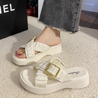  Dép xắng đan đế bằng quai nhún chéo khóa vuông mạ xinh xắn trẻ trung năng động siêu nhẹ cho nữ - mã DX03 