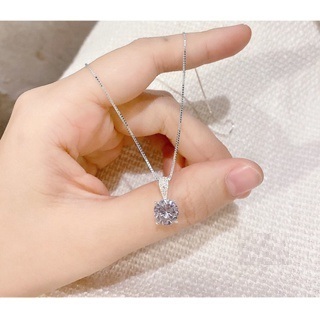 free ship dây chuyền nữ đính đá 6mm bạc ta cực chất