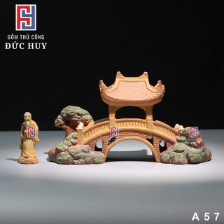 Mô hình gốm Cây cầu 20cm phụ kiện trang trí tiểu cảnh hòn non bộ bể cá chậu cây bonsai