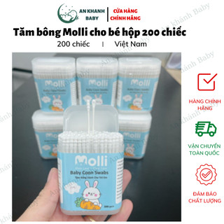 Tăm bông Molli cho bé hộp 200 chiếc