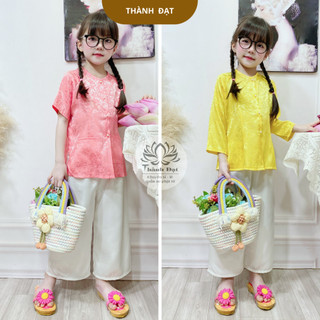 Áo bà ba cho bé gái, đồ bà ba bé gái lụa gấm mềm mịn bán riêng áo, riêng quần mặc dễ thương, đáng yêu_ ABBBG