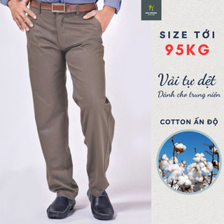 Quần kaki nam trung niên vải cotton dày loại quần dài kaki trung niên form rộng ống suông QKAKI21