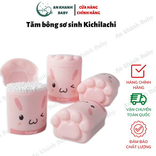 Tăm Bông Sơ Sinh Kichilachi Màu Hồng Thân Giấy 200 Que
