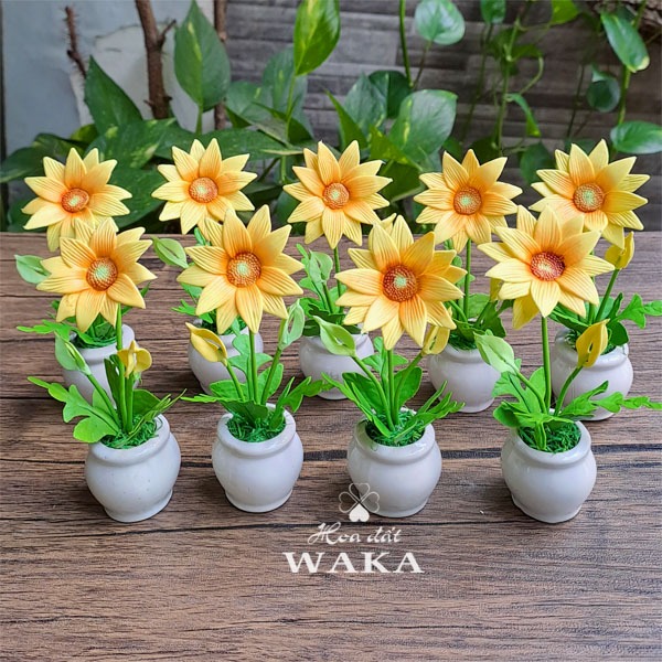 Hoa Đất Sét Mini- Hoa Hướng dương Mini 12cm