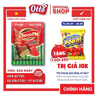 Bánh phủ socola Choco PN Dưa Hấu 204g | Bánh ăn vặt Socola | Đồ ăn vặt