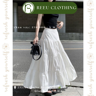 ( SẴN) gần giống váy Jennie chân váy dáng dài xoè màu trắng dây kéo