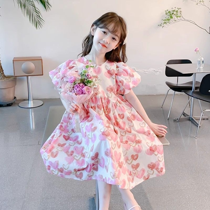 (11-36kg) Váy Đầm Thiết Kế Babydoll Hồng Tim Công Chúa Chất QCCC Cho Bé Gái Xinh Dễ Thương Size Trẻ Em Nhỡ Đại - BABY181