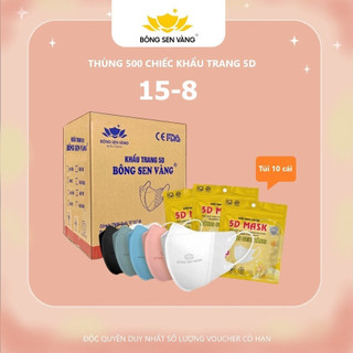 [Shopee 15.08] Thùng 500c khẩu trang 5D Bông Sen Vàng.