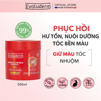 Kem ủ tóc Evoluderm thuần chay, ủ tóc phục hồi, dưỡng tóc, giữ màu cho tóc nhuộm, uốn, hư tổn 500ml