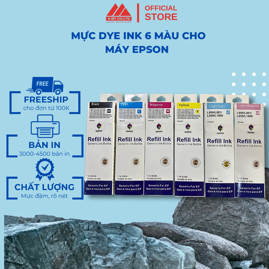 Mực Máy In Epson Mực In Màu Dye Ink Dùng Cho Máy In Phun Màu Epson 6 Màu 100ml