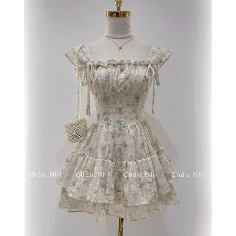 Đầm hoa tầng 2 dây ren cúc bọc tiểu thư sang chảnh / maybecloset