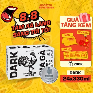 Bia thủ công - Rooster Beers (Bia Gà) Dark Thùng 24 Lon Sleek x 330ml
