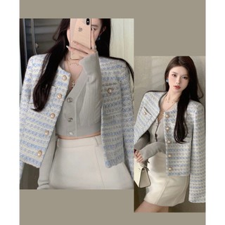  Áo khoác dạ xanh Tweed hàng Cao Cấp 2 lớp dày dặn cho nữ kèm ảnh thật  CÓ BIG SIZE  MOFS SP19 