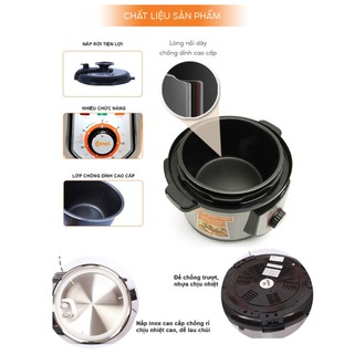 [KHO HN] Nồi áp suất điện 6L COMET CM6151 1000W 6 chức năng nấu, lòng nồi chống dính - BH 12Tháng - CM6151