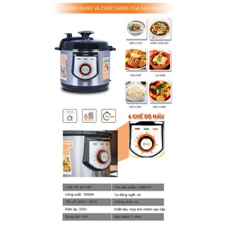 [KHO HN] Nồi áp suất điện 6L COMET CM6151 1000W 6 chức năng nấu, lòng nồi chống dính - BH 12Tháng - CM6151