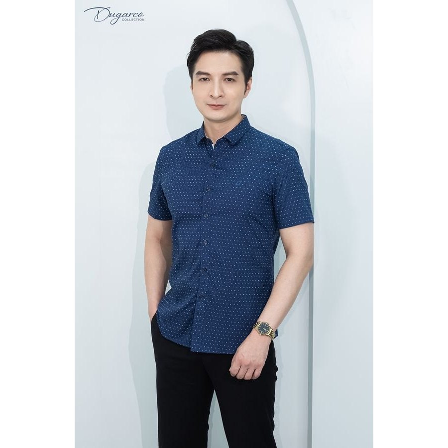 Áo sơ mi trơn DUGARCO ngắn tay cotton công sở nam 238SMS21129