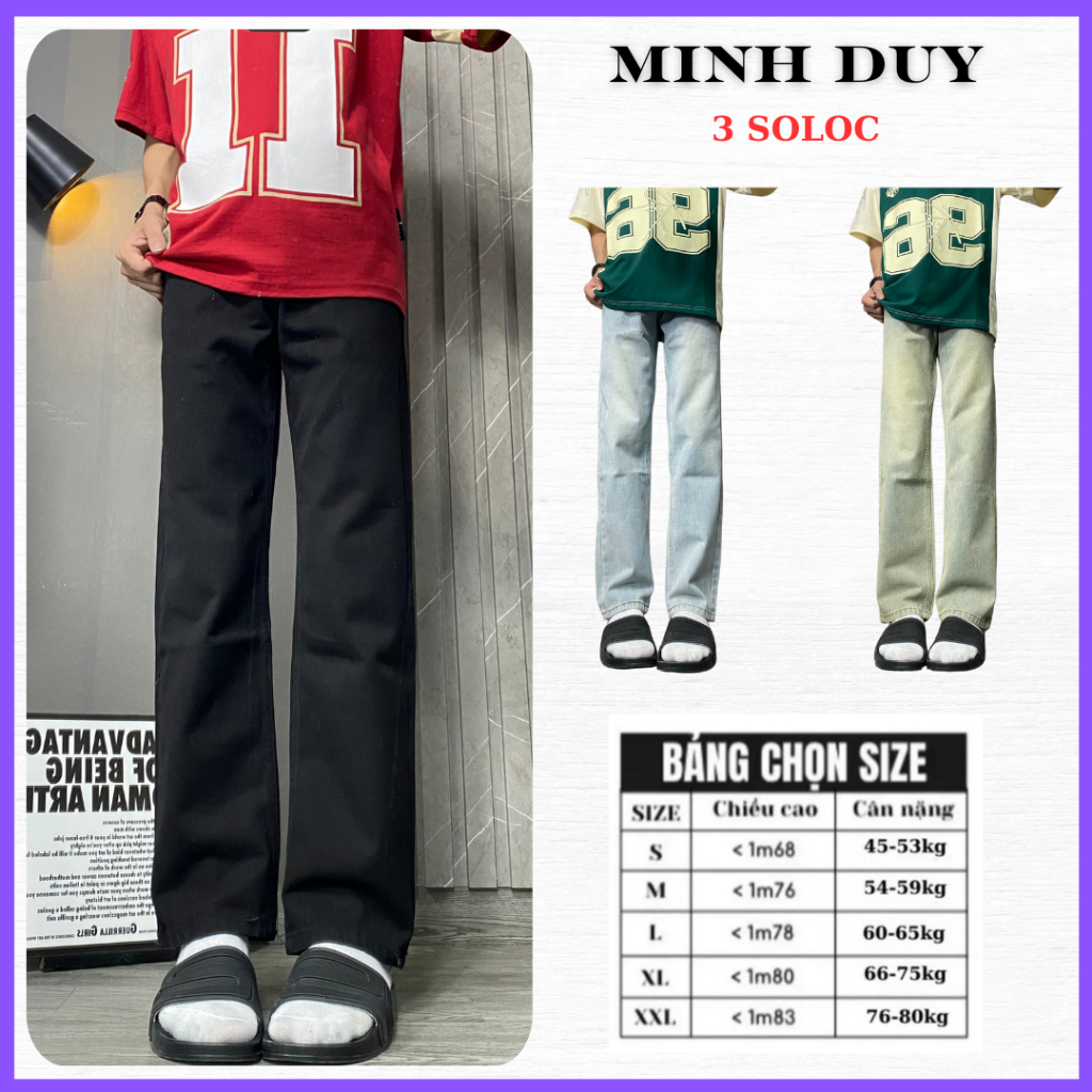 Quần Jean Nam Baggy trơn 3 màu ,quần jean nam phong cách ống suông hàn quốc .Quần Jean nam nữ thiết 