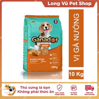 Thức ăn cho chó trưởng thành Ganador 10kg vị gà nướng, hạt cho chó trên 1 tuổi - Long Vũ Pet Shop