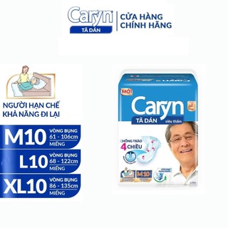 Bỉm người già Caryn dạng dán full size  M10/ML10/XL10 miếng, Bỉm người lớn chống trào 4 chiều dành cho người cao tuổi