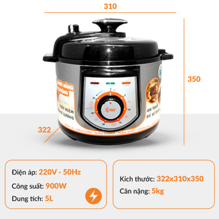 [KHO HCM] Nồi áp suất điện 5L COMET 900W, Đa năng dễ sử dụng, lòng nồi chống dính - CM6150