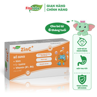  Kẽm Hữu Cơ Cho Bé Fitolabs ZinC+ Giúp Bé Ăn Ngon Hấp Thu Tốt Tăng Sức Đề Kháng Giảm Ốm Vặt Hộp 20 Ống  Mẫu Mới  