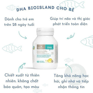 Viên uống bổ sung dha cho bé thông minh, sáng mắt, dha Bioisland kid 60 viên úc