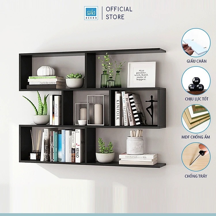 [Mua 1 được 2] Kệ Sách Gỗ Treo Tường 4 Tầng 120cm, Giá Để Sách Trang Trí Cho Bé SIB Decor KT06-120 | BigBuy360 - bigbuy360.vn