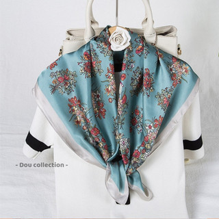 [NowShip2h] Khăn Lụa Vuông (Khăn Turban) Cao Cấp Bông Hoa Chất Liệu Lụa Chiffon 70x70cm - Mã KL016