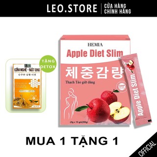 Thạch giảm cân hemia chính hãng thạch táo giảm cân apple diet slim hộp 10 gói