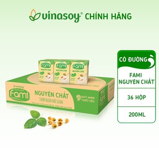 Thùng sữa đậu nành Fami Nguyên chất có đường (36 hộp x 200ml)