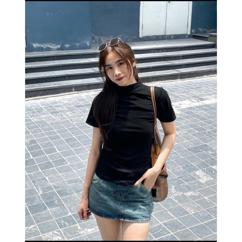 Áo babytee thun cổ leo ngắn tay dáng ôm trẻ trung, Áo thun cotton zip nhún eo nữ tính hottrend - 29feb.closet - A286 | BigBuy360 - bigbuy360.vn