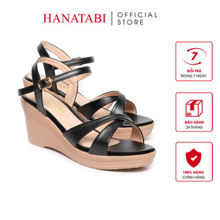 Giày Sandal Nữ Đế Xuồng PU Siêu Nhẹ Cao 7cm Hanatabi Quai Chéo Hậu C (35-39) Mã HNSDX7F999