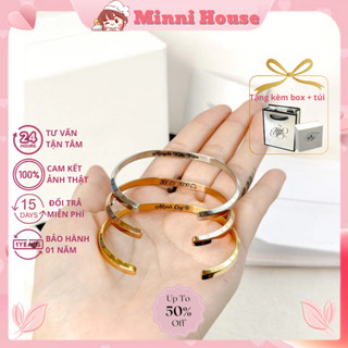 Vòng tay cuff nam nữ chất liệu titan không rỉ có khắc tên miễn phí
